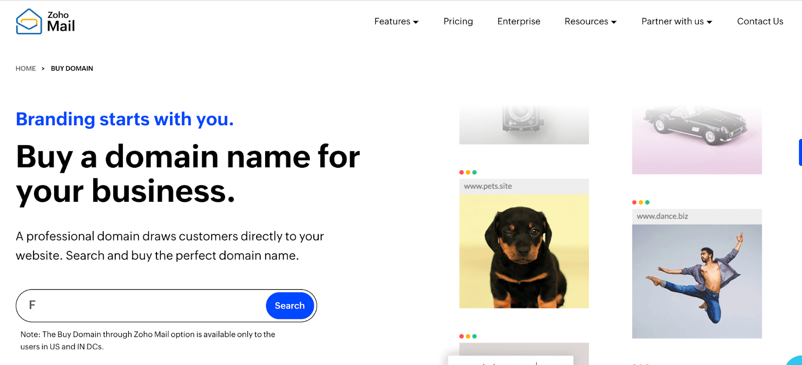 How to Use Zoho Start to Set Up Your Business 6 buy a domain with zoho domains