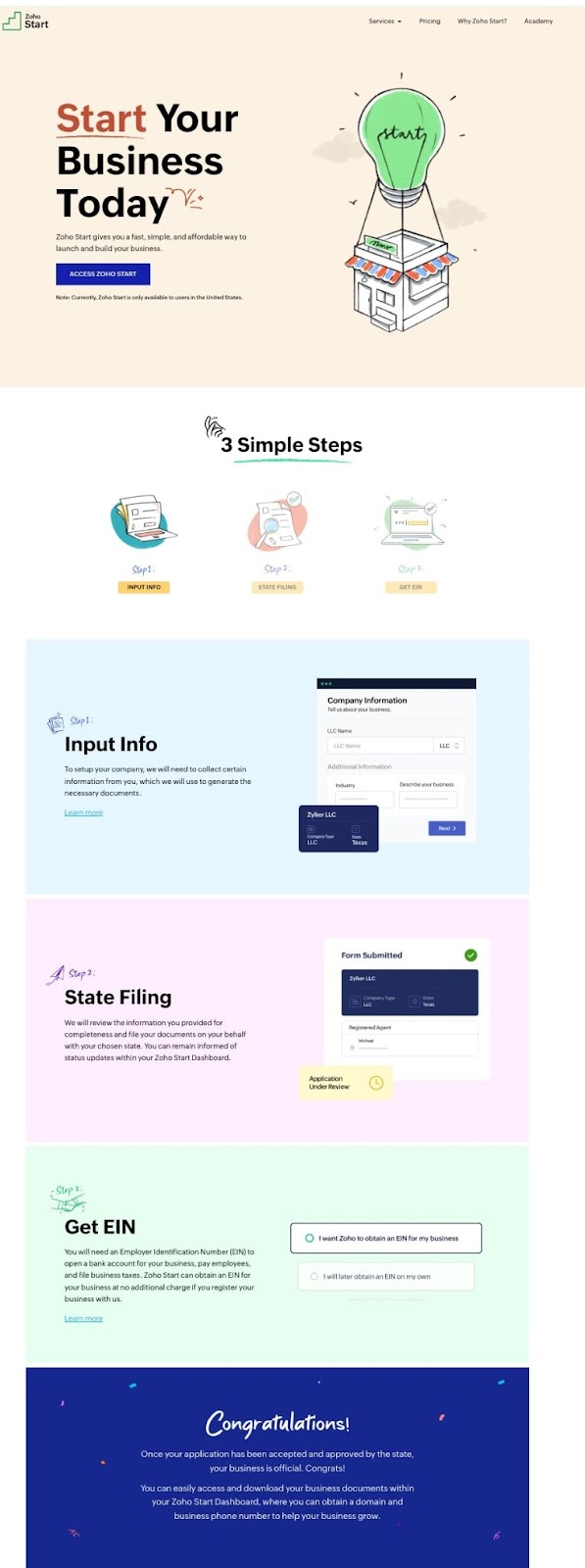 How to Use Zoho Start to Set Up Your Business 2 zoho start home page