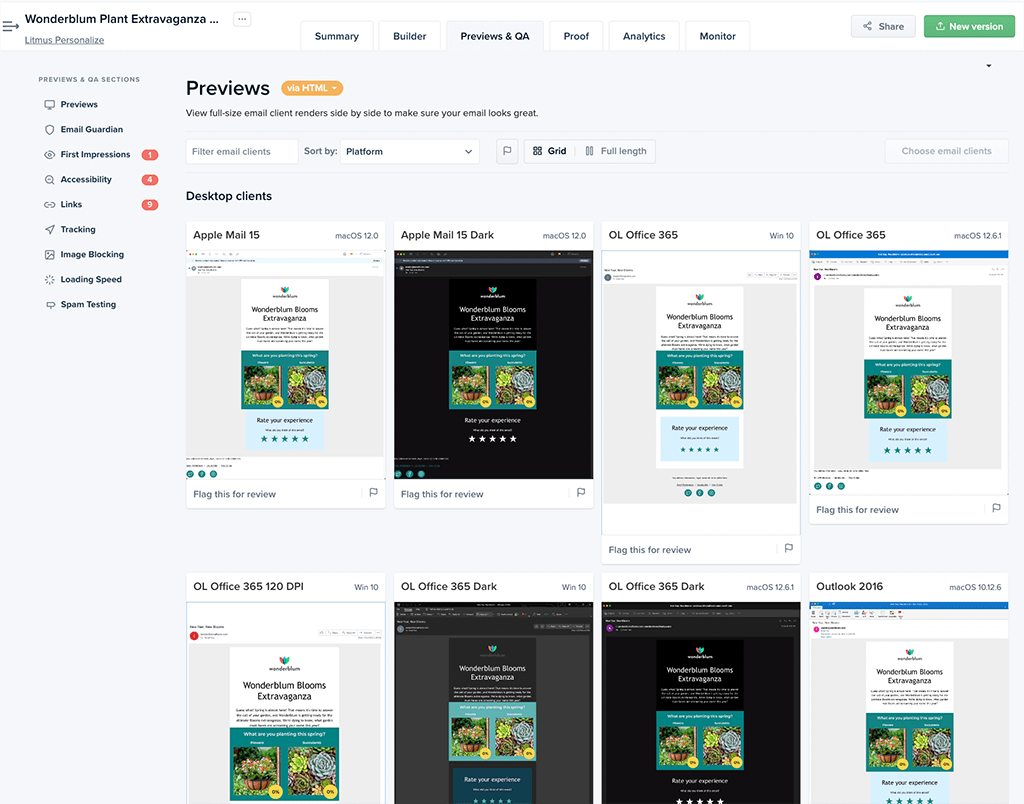 Email previews in Litmus