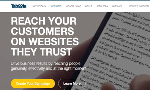Native Ad Networks List 2024 - Top 10 Native Advertising Companies for Publishers & Advertisers @ads2020.marketing Blog for Beginners Taboola-content-discovery-native-advertising-company-publishers-advertisers-500x300